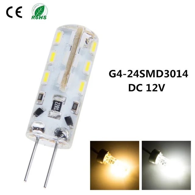 

50pcs/lot 200pcs/lot G4 3W 24SMD 3014LED Light Warm White/White Silicone Bulb Lamp DC12V AC110V 220V