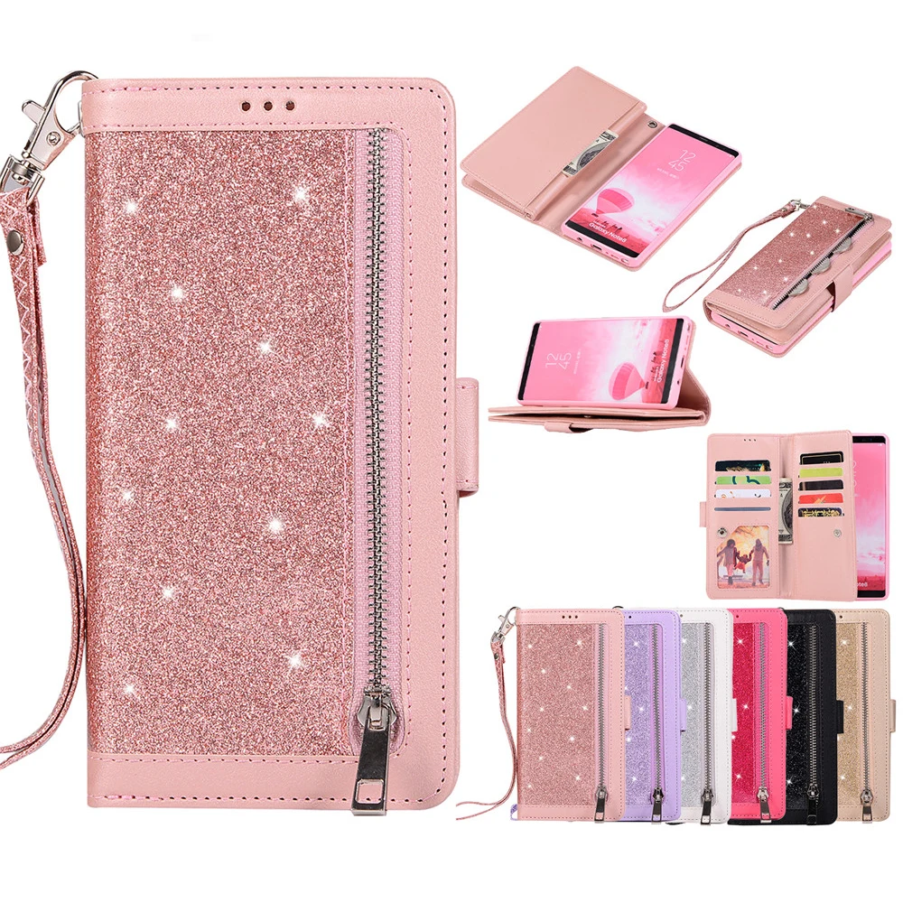 

Flip Cover For Galaxy S10e S10 S9 Plus Note 10 Plsu 8 9 Leather Glitter Wallet Magnetic Book Cases For Iphone 11 Pro Max XR XS MAX