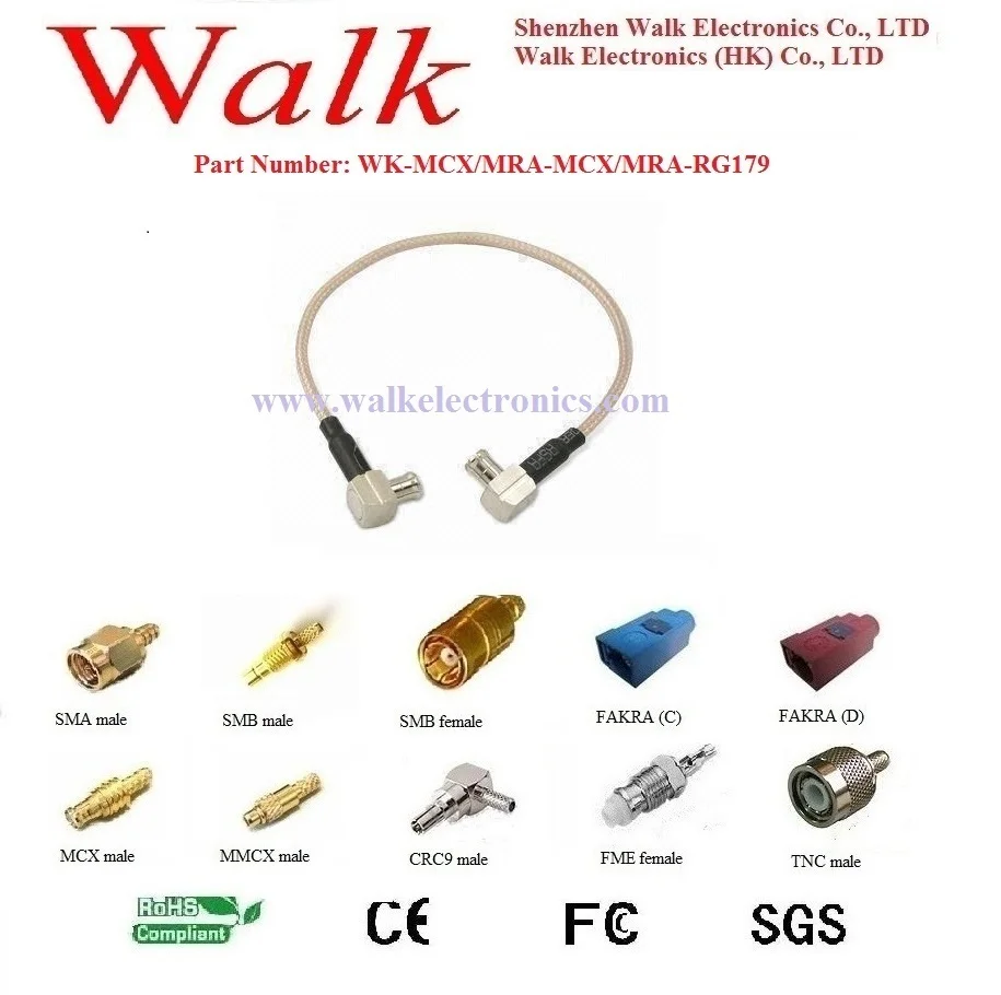 

MCX male MCX male rg179 cable, mcx right angle rg179 cable, RG179 MCX connector cable