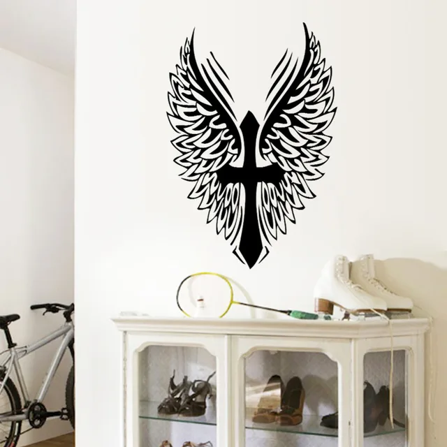 new CROSS Christian Wing Vinyl Wall Decal window Sticker Jesus God PVC
