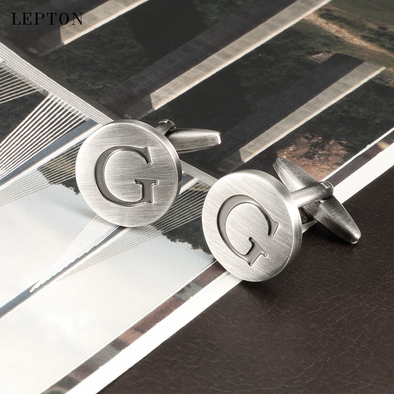 

Hot Sale Letters G of an alphabet Cufflinks For Mens Antique Silver plated Round Letters G cuff links Men shirt cuffs Cufflinks