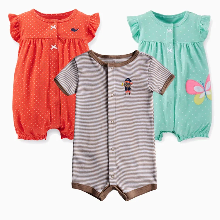 

XINI MOMMY Unisex summer baby kids onesie Single Breasted baby costume Striped onesies baby clothes Cotton fashion clothes AL147