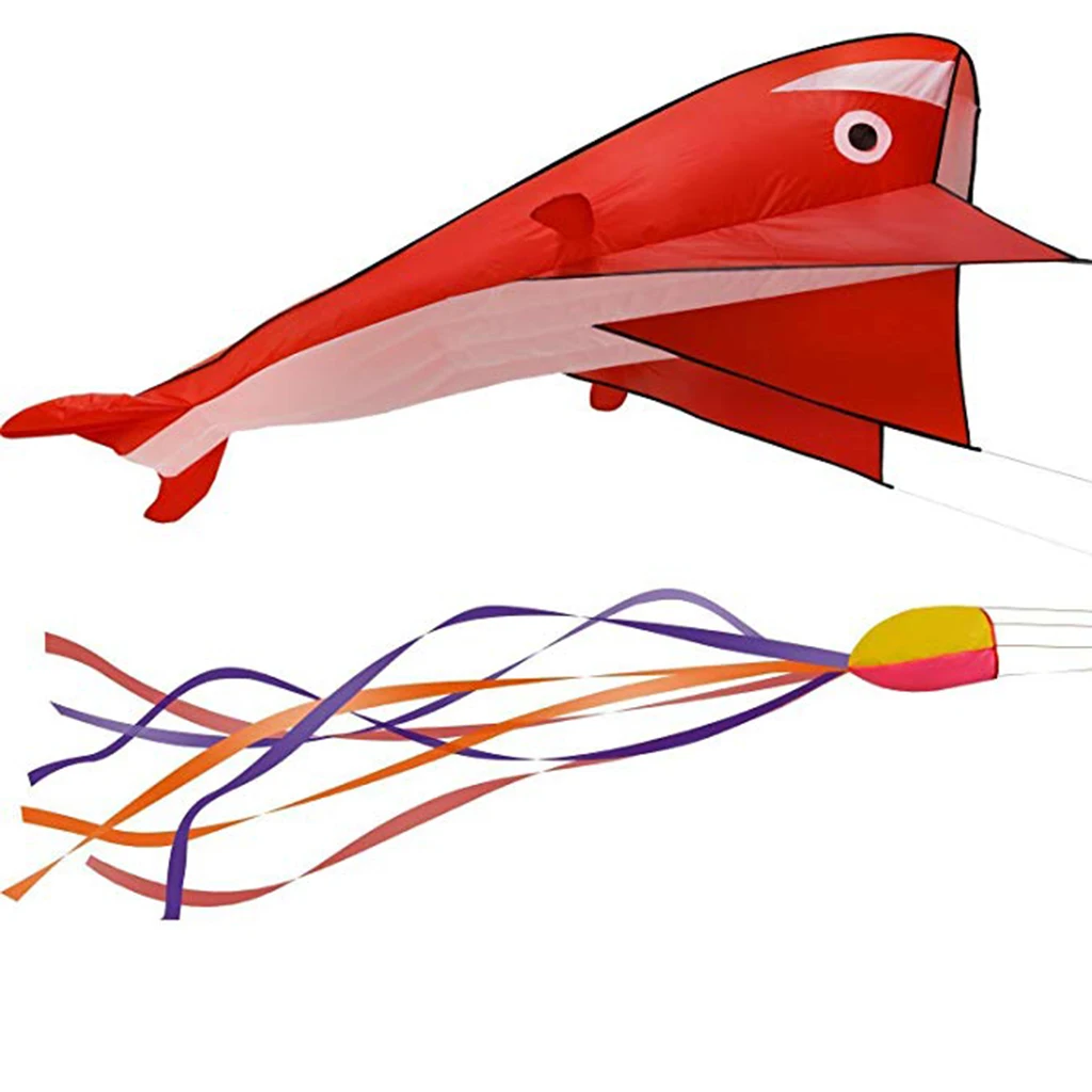 85inch Large Blue Dolphin Frameless Soft Parafoil Kite For Kids & Adults Beach Park Garden Playground Outdoor Play