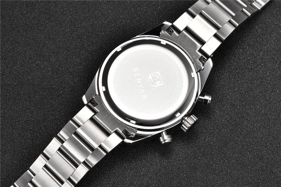 Relojes Hombre BENYAR часы мужские роскошные Брендовые спортивные водонепроницаемые кварцевые военные хронограф часы Relogio Masculino