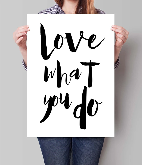 Black and White print. Typographical print. Kitchen art. Quote print. Inspirational print. Giclee Print. Love What You Do