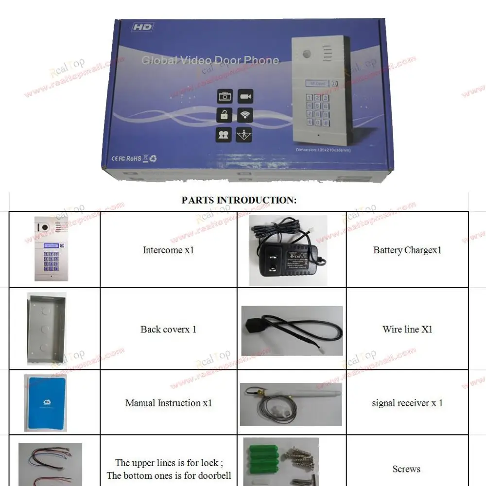 3G 4G WiFi IP intercom system two-way intercom and remotely unlock door global video door phone DHL Free Shipping
