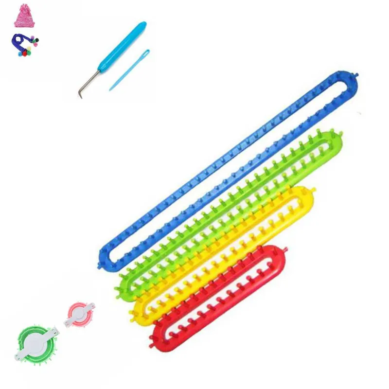 8 pcsset Plastic Long Knitting Set Scarf Shawl Hat Socks Knitter Maker Knit DIY Chindren Heart Ball Weaver Loom Craft Accessory (9)