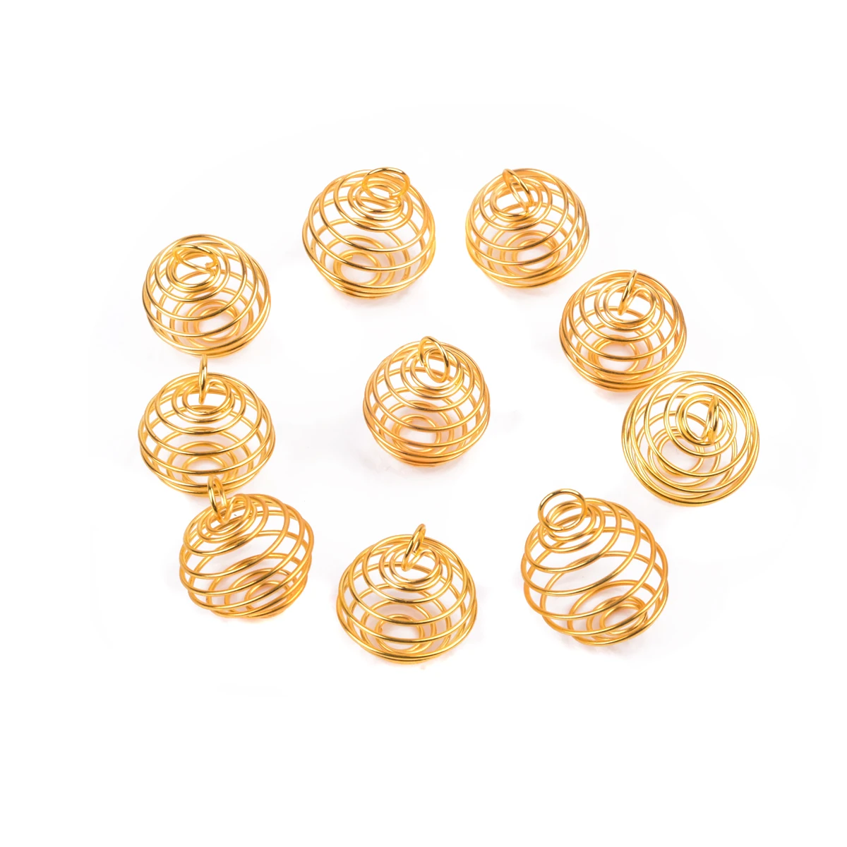 10pcs Shellhard Spiral Bead Cages DIY Pendant Charming Gold Color Necklaces & Pendants Jewellery Findings 25mm