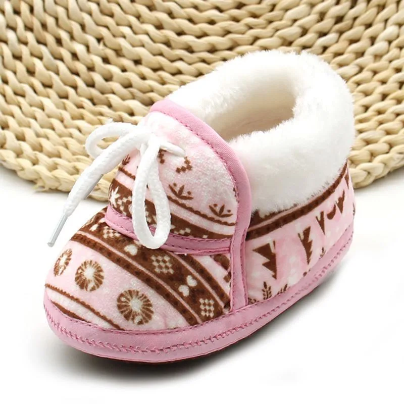 Мягкие ботинки с хлопковой подкладкой для маленьких мальчиков и девочек; обувь для малышей; Весенняя теплая мягкая детская обувь с принтом в стиле ретро