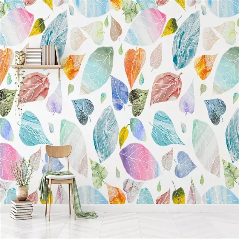 

Custom 3d wallpaper abstract creative marble leaf art pattern sofa living room wall quality material waterproof