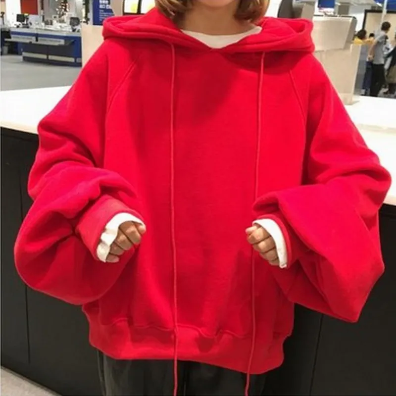 Kpop هودي هوديس رشاقته الدافئة البلوز ملابس حريمي بلوزات فضفاضة فانوس كم قناع السترة قمم زائد حجم M-3XL