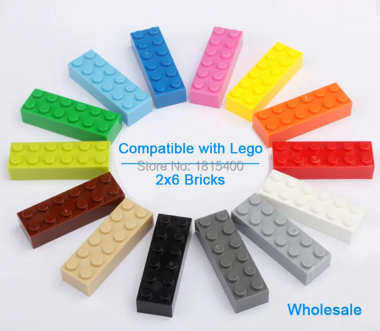 Enfants assembler des jouets bricolage legos briques compatibles pièces 2X6 blocs de construction en plastique jouets d'apprentissage compatibles avec Lego 50 pièces/lot (lot de 50)