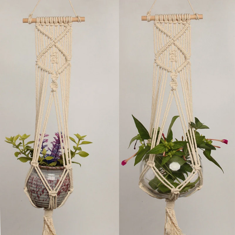 1pc Macrame Plant Hanger Large Pot Holder Hanging Planter Basket Hemp Rope Braided