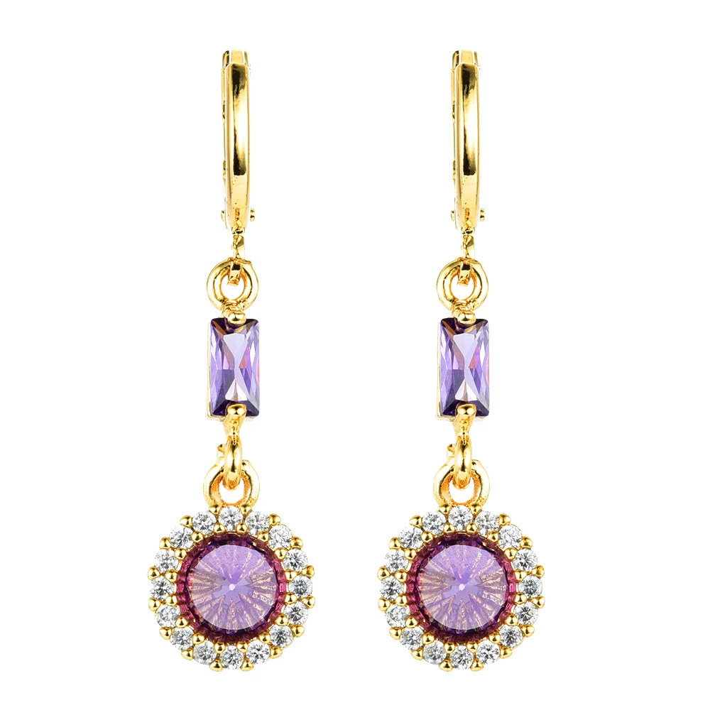 Fashion Gold Color CZ Drop Earrings for Women Girls Jewelry Wedding Party Gifts