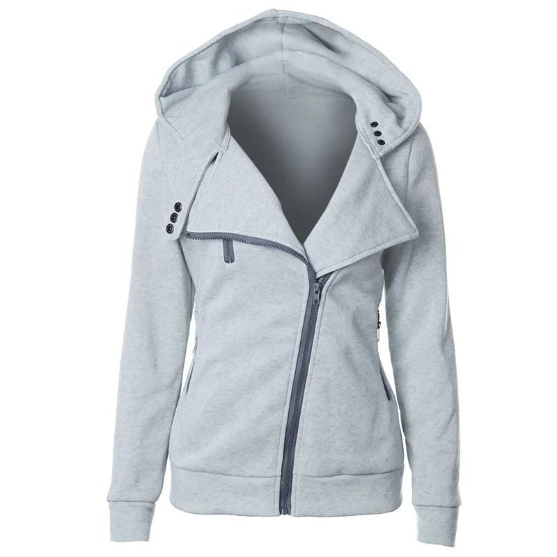 

Womens Jacket with Pocket Faux Fur Solid Color Zipper Design Sweatshirt Female Fashion Casual Coat Long Sleeves