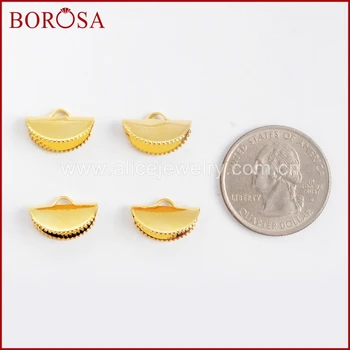 

BOROSA 100PCS Gold Color Half Round Claw Clip Flat Charms Jewelry Findings for Gems Druzy Fashion Jewelry Making PJ101