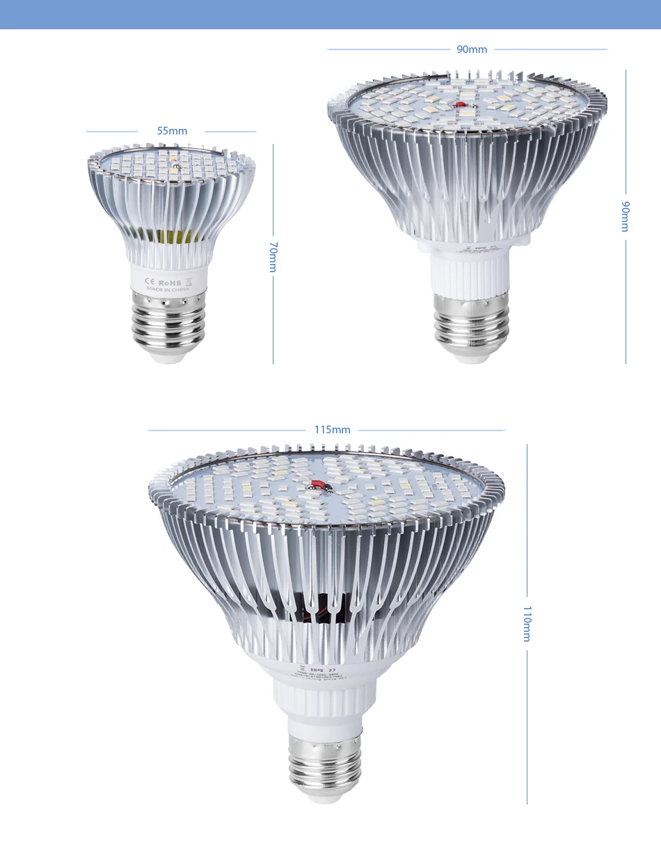 85-265v crescimento lâmpada 40 78 120leds lâmpada