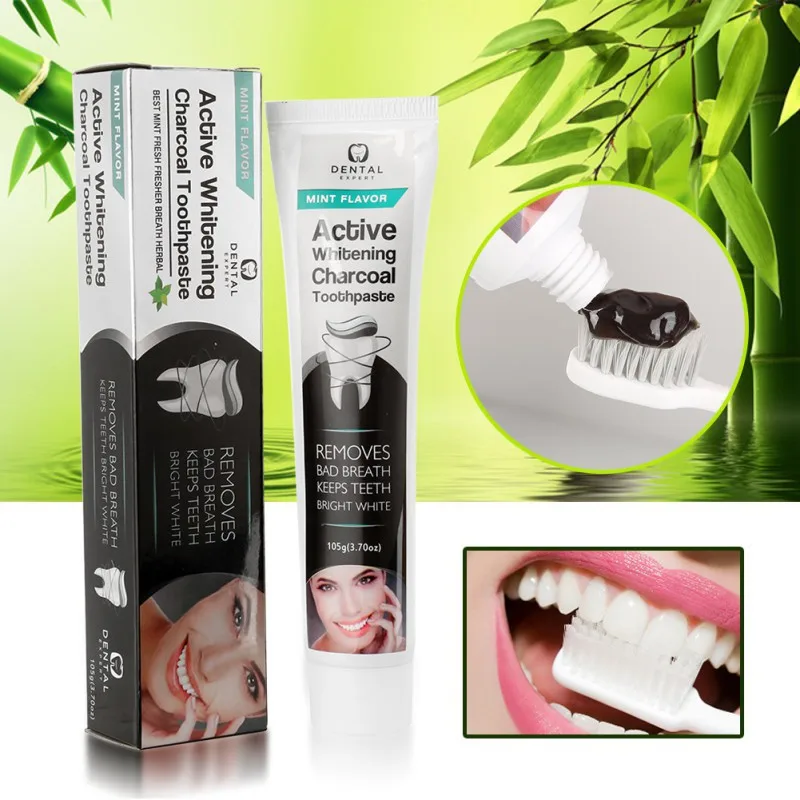 Зубная паста с активированным углем для отбеливания зубов, уничтожает запах дыхания, лучшая натуральная черная зубная паста, набор для лечения травяного распада