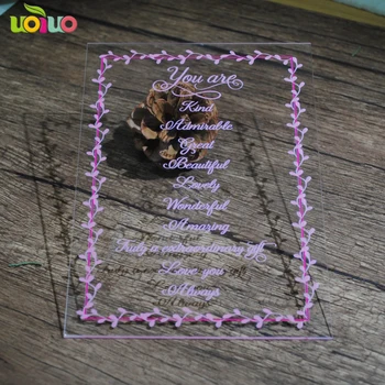 

Luxurious pink wedding invitation card clear acrylic printing card 10pcs wedding cards wholesale price