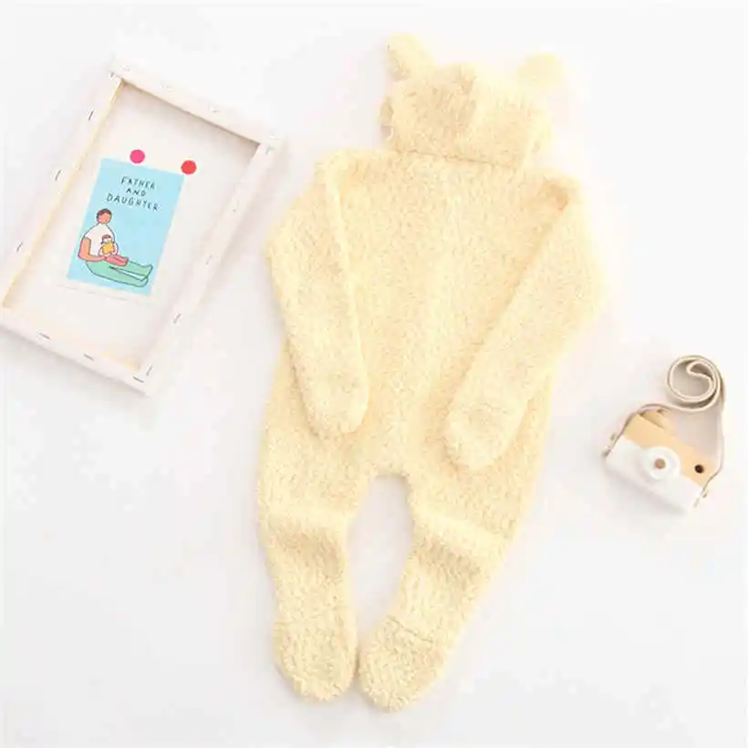 Зимний детский комбинезон, верхняя одежда, Детские Колготки с рисунком медведя, теплый вязаный свитер с капюшоном для новорожденных мальчиков и девочек