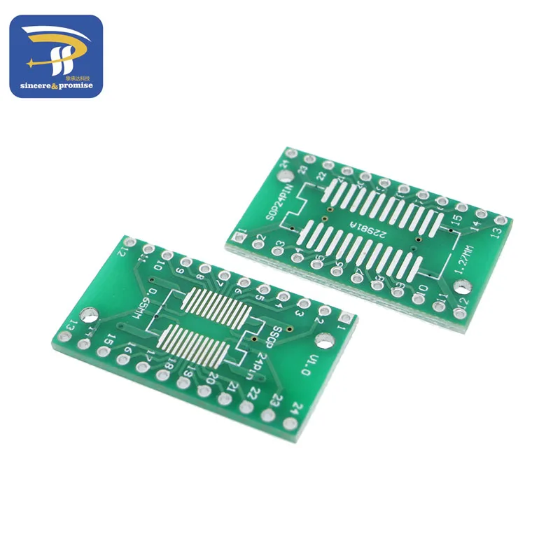 

10pcs SOP24 SSOP24 TSSOP24 to DIP24 PCB Pinboard SMD To DIP 0.65mm/1.27mm to 2.54mm DIP Pin Pitch PCB Board Converter Socket