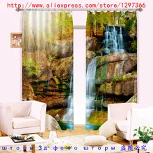 Горный ручей водопад пейзаж, 3d печать цифровой трехмерной черный шелк занавес затенение