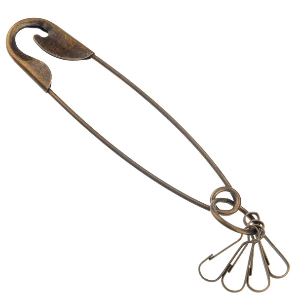 

Retro Large Safety Pin Shaped Metal Keychain Key Holder Key Ring (Bronze)