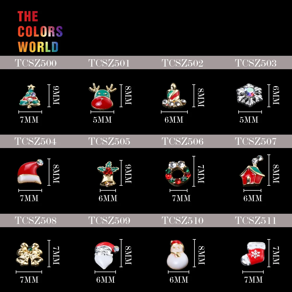 TCST-004 рождественские украшения ногтей сплав Стразы 3D-украшения для ногтей Подвески ногтей рождественские украшения ручной работы DIY