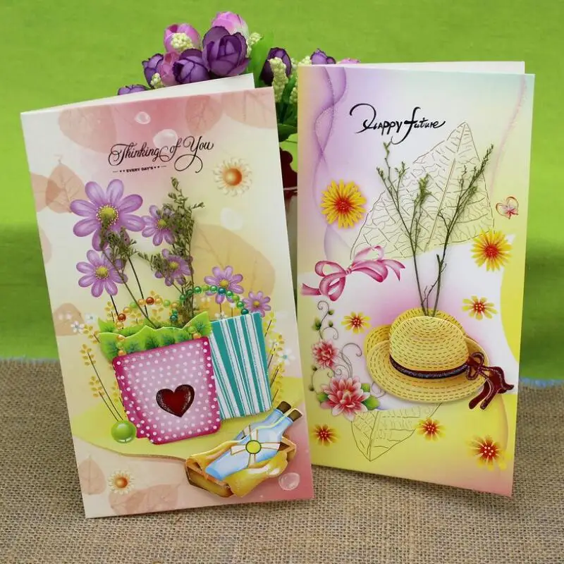 Handicraft 3D Printing and Dried Flowers Greeting Cards