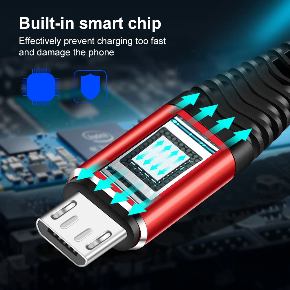أولاف المصغّر USB كابل 2.4A ل Smsung S6 S7 1 m 2 m سريع تهمة USB كابل بيانات النايلون مزامنة الحبل ل xiaomi هواوي الهاتف المحمول كابو