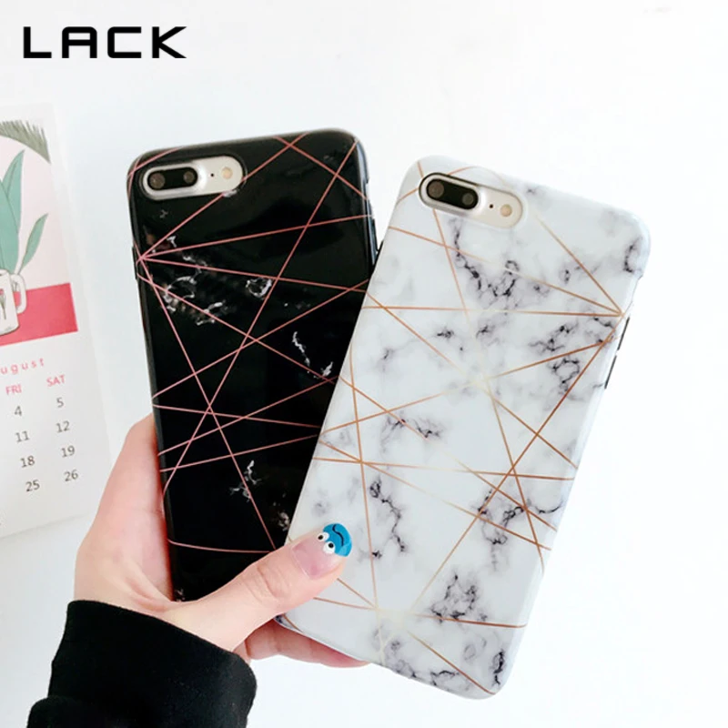 

LACK Nordic Marble Phone Cases For iphone X Case For iphone 7 6 6s 8 Plus Geometric Gold Laser Line Soft IMD Back Cover Coque