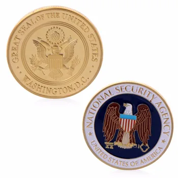 

Gold Plated National Security Agency Commemorative Challenge Coin Collection Art