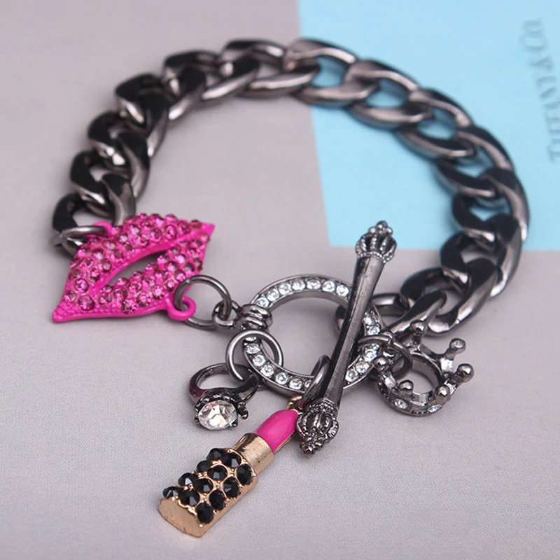 Lip crown lipstick Steampunk Hiphop Bracelet Cuffs Brand Designer