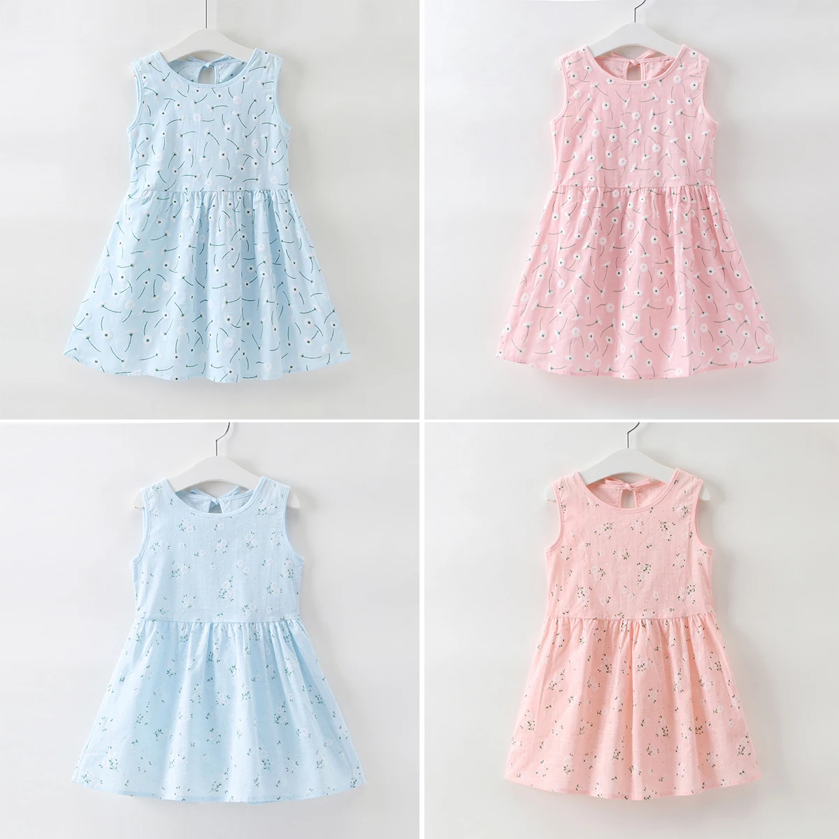 

2-7 Year Old Summer Girl Embroidered Dress Dandelion Print Child Ball Gown Baby Casual Sleeveless clothes