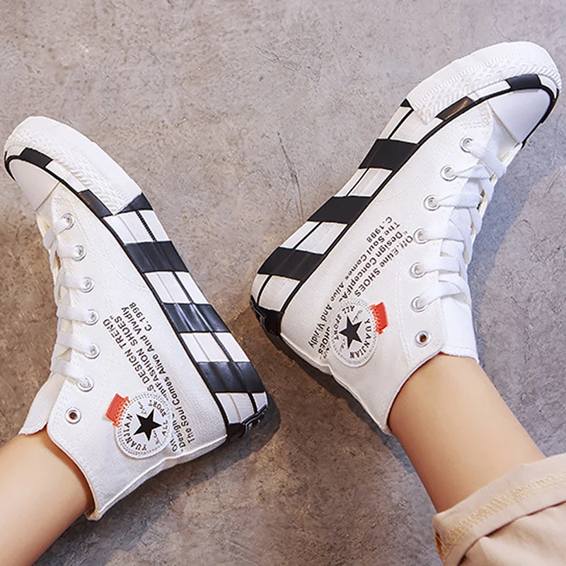 

Fashion Women Sneakers Canvas Shoes White Sneakers Girls High help Espadrilles women Size 35-40 Tenis feminino