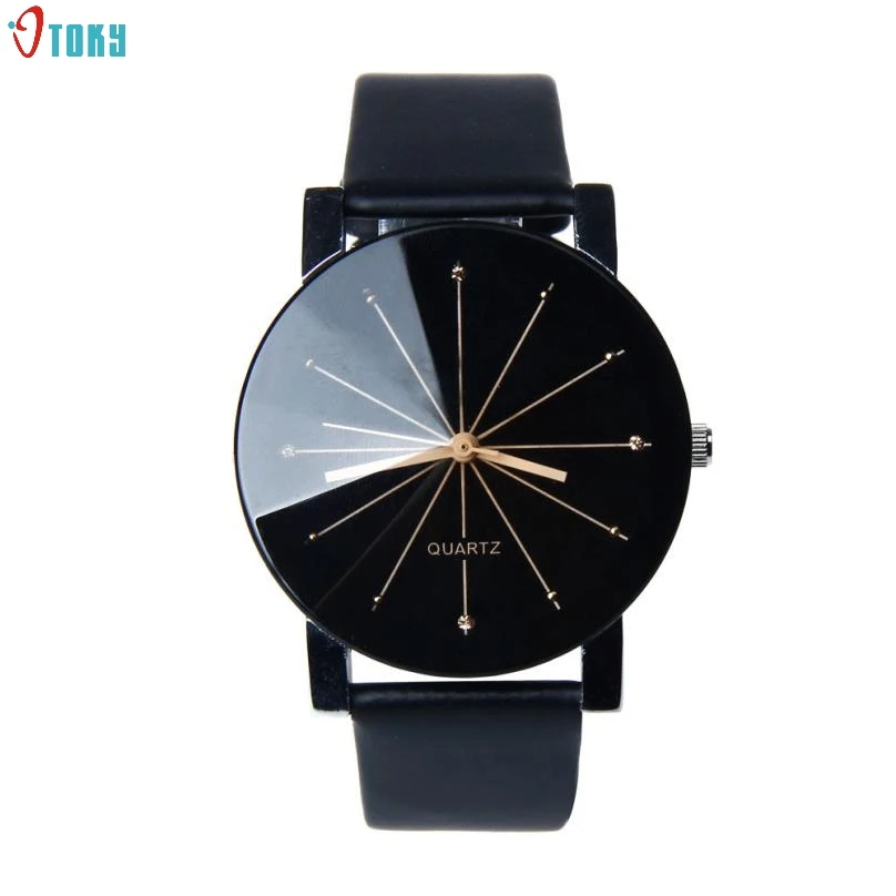 Fashion font b Men b font font b Watch b font Black Round Dial PU Leather