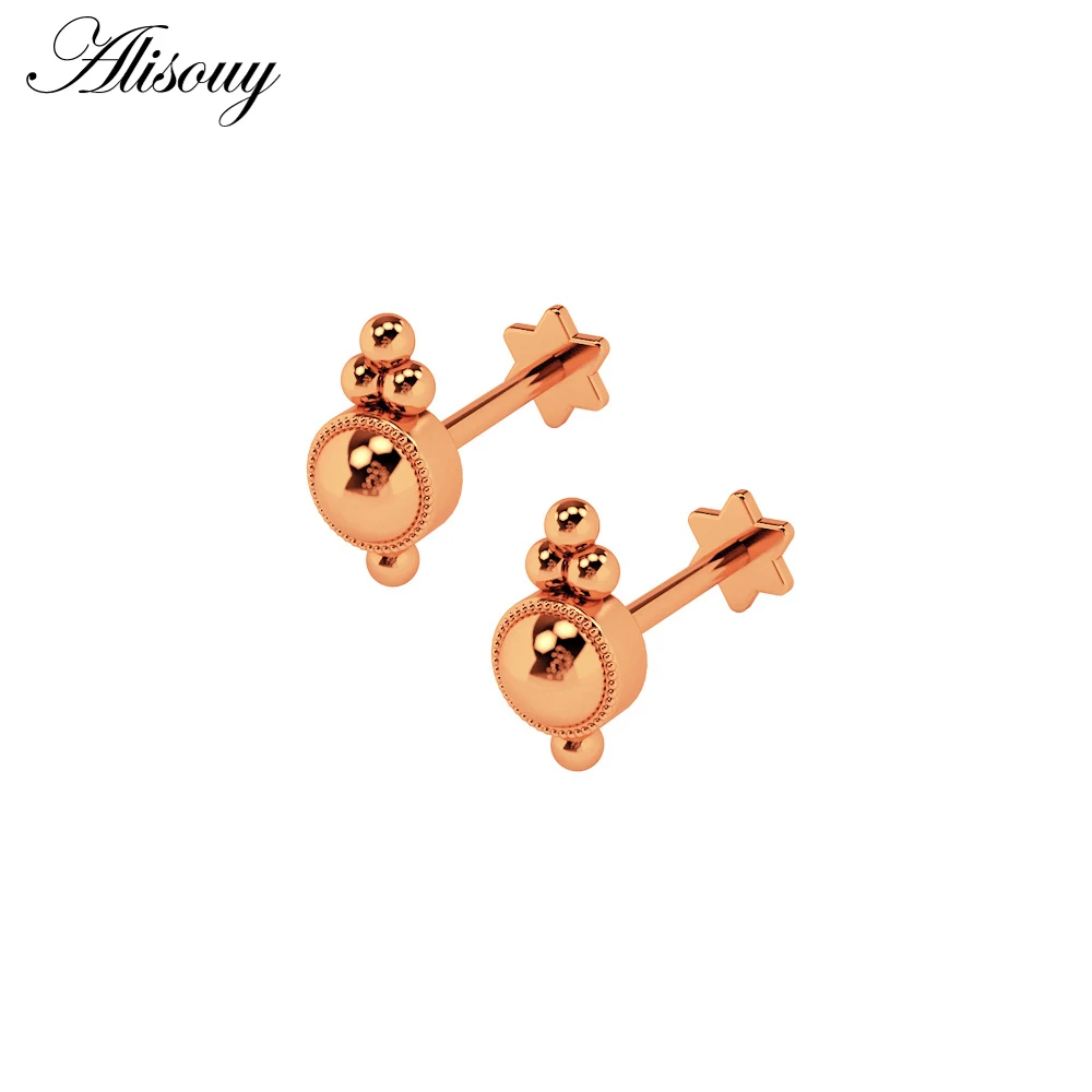 Alisouy 1 шт. квадратные хрустальные Сережки для пирсинга губ, пробки для губ, хирургические стальные Сережки для пирсинга Orelha Cartilagem - Окраска металла: 5 Rose Gold