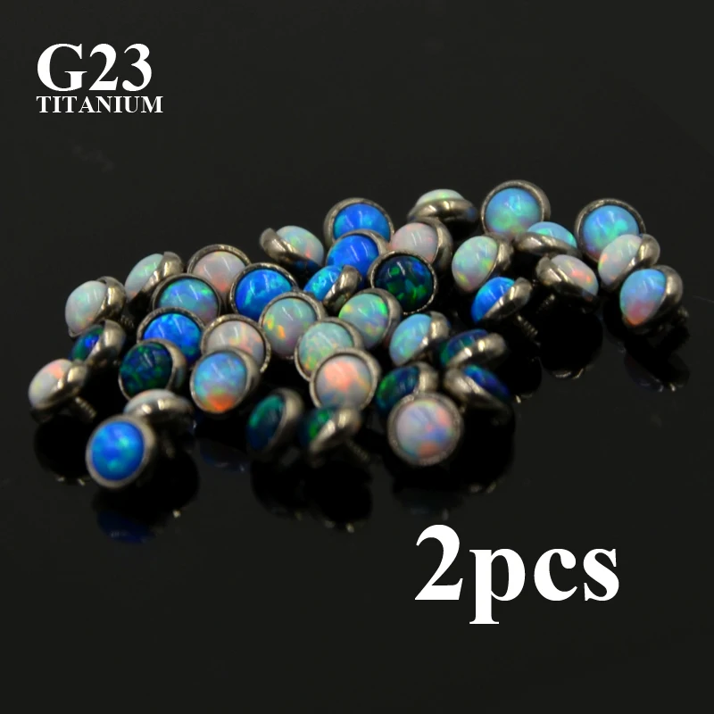 Yaalozei 14G Dermal Piercing Jewelry Anchor Tops and Base Titanium Microdermals Piercing for Women Men Opal CZ Ball 2mm 3mm 4mm 30PCS
