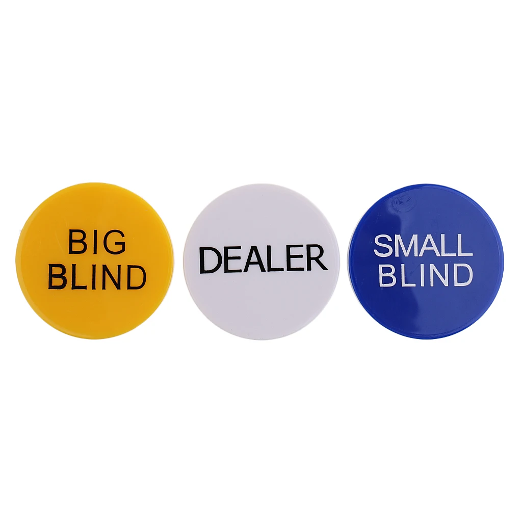 

Set of 3 5cm Durable Small Blind Big Blind Dealer Button for Poker Card Casino Game Pub Club Props Tournaments
