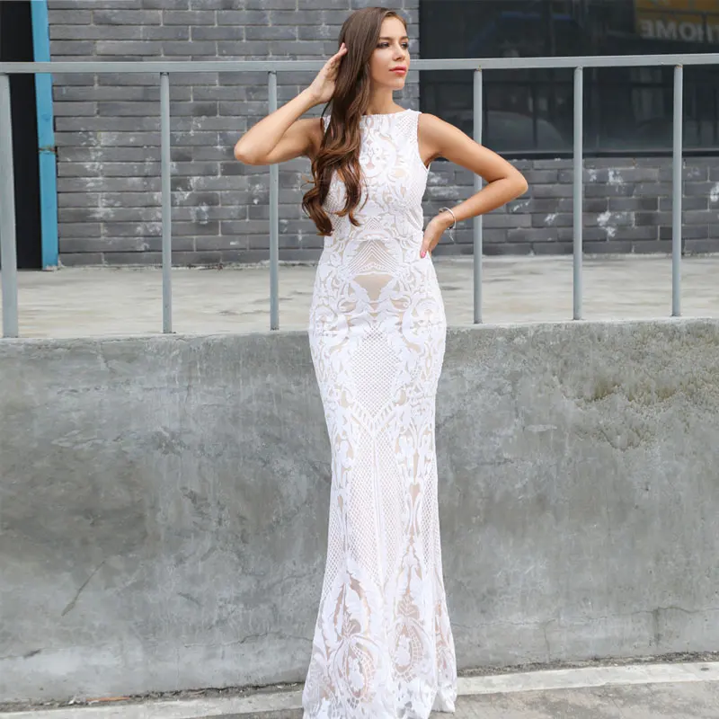 

robe de soiree 2019 nouvelles Luxury Backless evening dress Sleeveless Beaded sequins Striped Floor Length Mermaid Party Dress