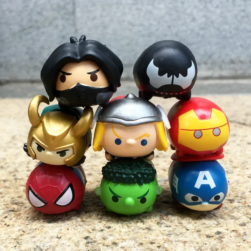 

Disney Marve The Avengers Tsum Figure Superhero Series Captain Spiderman Ironman Thor Thanos Pvc Action Doll Toy Children Gifts