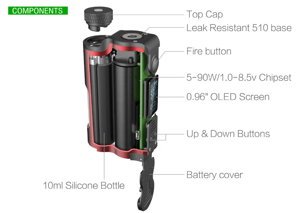 Dovpo x TVC Topside 90 Вт сквонк коробка мод первый Топ Filingl боттомфидер-мод используется 21700 батарея с 10 мл бутылка vape Mod