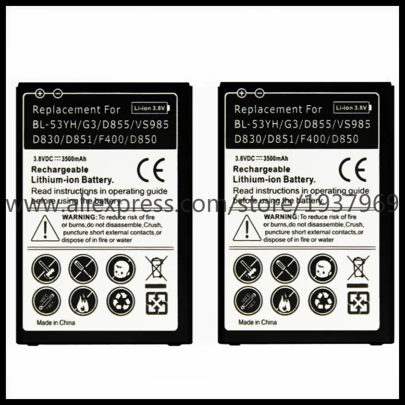US $50.00 10PCSLOT BL53YH For LG G3 Battery BL53YH REPLACEMENT BATTERY for LG G3 D855 F400SKL D830 D850 VS985 D850 battery BL53YH