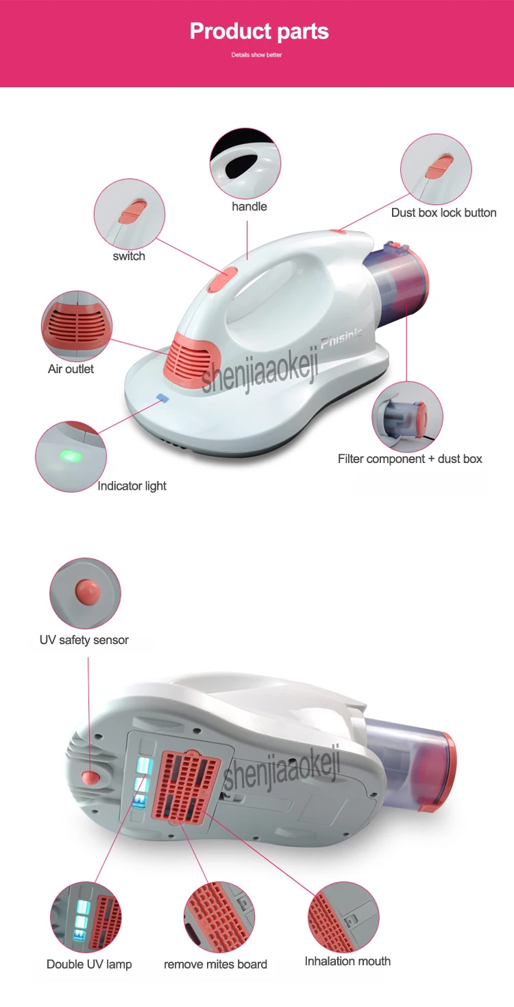 220 В/50 Гц 500 Вт бытовая машина для стерилизации клещей пылесос для кровати для уничтожения пыли клещей на диване/одеяло 1 шт