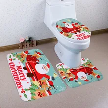 

3 Pcs Christmas Santa Claus Rug Seat Bathroom Set Contour Rug Christmas Decoration Navidad Xmas Party Supplies New Year 2019