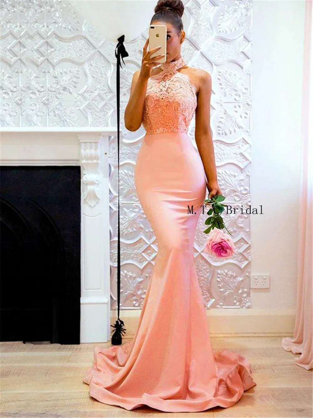 pink mermaid prom dresses 2019