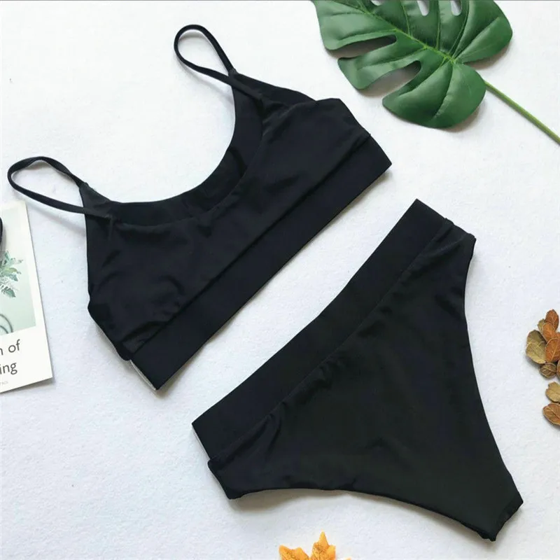 Push Up Swimwear Women High Waist Bikini set Solid Beach Bathing Suit Brazilian Swimsuit For Girls Bikini Swim Suit femme