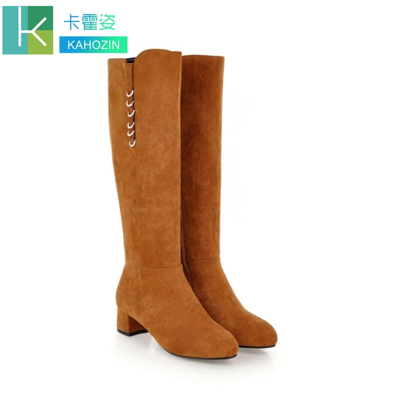 

Women boots autumn winter female fashion with boots thigh high quality suede boots solid color shoes metal decorative zipper