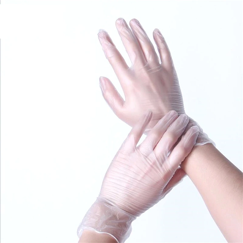50/100 шт одноразовые перчатки для лабораторий Еда медицинская Рабочая прозрачный ПВХ перчатки Водонепроницаемый бытовые чистящие перчатки из латекса