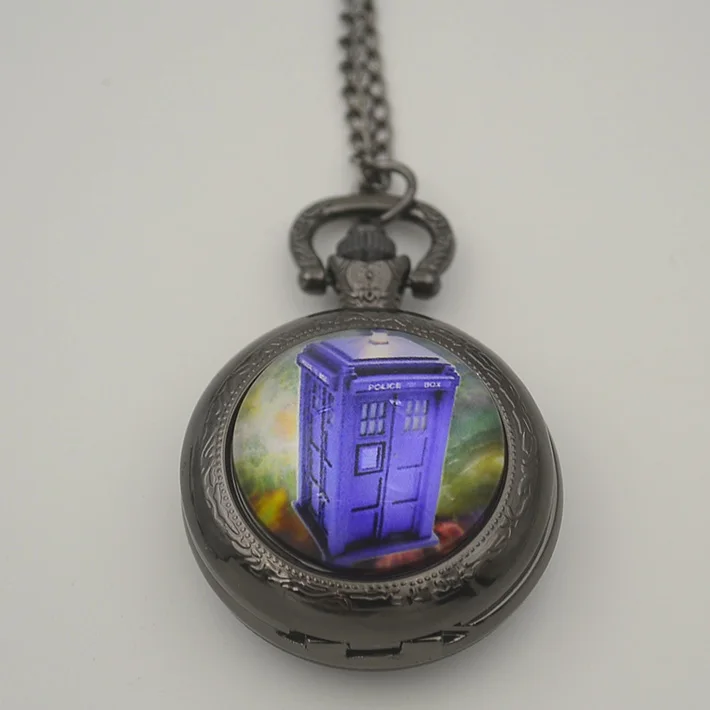 Оптовая продажа модные кварцевые карманные часы Doctor Who женские ожерелья